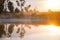 Fishing Pond At Dawn Warm Sun