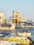 Fishing port of Gallipoli and with Madonna del Canneto church.