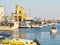 Fishing port of Gallipoli and with Madonna del Canneto church.