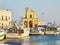 Fishing port of Gallipoli and with Madonna del Canneto church.