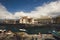 Fishing port with swimming and sunbathing people in Puerto de La Cruz, Tenerife, Spain