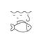 Fishing process line outline icon