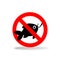 Fishing prohibited symbol. Red vector circle icon