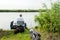 Fishing among the reed plants