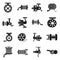 Fishing reel icons set, simple style