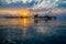 Fishing reflection with sunrise