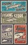 Fishing retro banners, vector vintage cards set