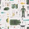 Fishing seamless pattern. Fishing design elements.