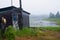 Fishing shack on tidewater inlet