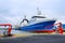 Fishing ship at the pier of Grindavik` s harbour, Iceland.