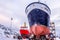 Fishing ships hulls in dockyard on maintenance during the winter time, port of Nuuk, Greenland