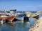 Fishing ships in jetty near seeb fish market, Oman