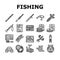 Fishing Shop Products Collection Icons Set Vector