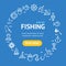 Fishing Signs Round Design Template Thin Line Icon Concept. Vector
