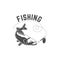 Fishing. Silhouette of pike-perch, which lacks trolling. Design