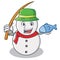 Fishing snowman character cartoon style