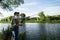 Fishing spinning on a beautiful river