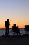 Fishing. Sunset silhouettes