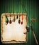 Fishing Tackle Green Wood Background
