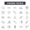 Fishing tackle line icons, signs, vector set, outline illustration concept