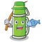 Fishing thermos character cartoon style