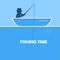 Fishing time creative poster with beautiful paper cut