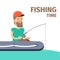 Fishing time. Fisherman Character Illustration