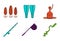Fishing tool icon set, color outline style