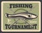 Fishing tournament fish and rods vector poster