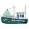 Fishing trawler, commercial boat, fishing vessel icon
