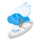 Fishing trawler icon isometric vector. New white fishing ship under ocean wave