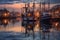 fishing trawlers reflection on water during twilight