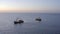 Fishing Trawlers at Sea Seen From the Air at Sunrise