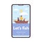 Fishing trip or camping for family onboarding screen, flat vector illustration.