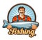 Fishing vector logo. fisherman, fish icon