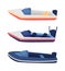 Fishing vessel semi flat color vector objects set