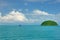 A fishing vessel on turquoise paradise sea near southern tip of the Koh Chang island, Thailand.