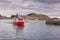 Fishing village Henningsvaer in Lofoten Islands, Northern Norway in cod skrei season