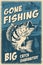 Fishing vintage monochrome poster