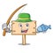 Fishing wooden board mascot cartoon