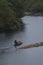 Fishman rowing boat in canoe Lantern