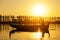 Fishman under U bein bridge at sunset