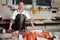 Fishmonger in apron