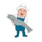 Fishmonger Presenting Fish Cartoon