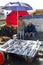 Fishmongers at work at the busy fishing port of Essaouira in Morocco.