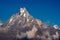 Fishtail peak or Machapuchare mountain with clear blue sky