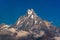 Fishtail peak or Machapuchare mountain with clear blue sky