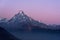 Fishtail peak or Machapuchare mountain during sunset
