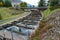 The Fishway Flowing Past Powerhouse One at the Bonneville Dam, Cascade Locks, Oregon, USA