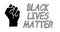 Fist and black lives matter message in doodle style. Simple cartoon text written in black marker